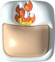 3d Symbol. Verbrennung Kerze schmelzen und Verbrennung Flamme. png