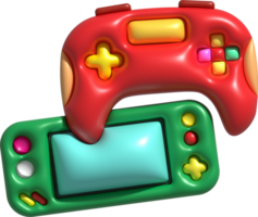 3d icono palanca de mando gamepad juego consola o juego controlador con monitor pantalla computadora juego. minimalista dibujos animados estilo png