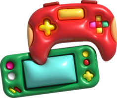 3d icoon bedieningshendel gamepad spel troosten of spel controleur met Scherm scherm computer spel. minimalistische tekenfilm stijl png