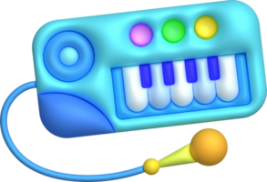 3d icon electrical toy piano keyboard with microphone. Kids musical electronic. Funny children's toy png