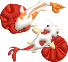 3d icono, vistoso japonés koi pescado y loto hoja, mínimo estilo icono png