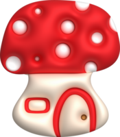 3d icon big mushroom house icon minimalistic style png