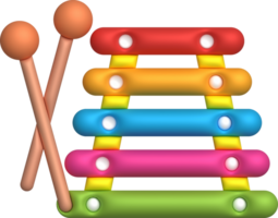 3d icon.Cute xylophone toy, music instrument for kids.Minimal style. png