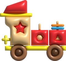 3d icon children's constructor train with trailers. The concept of preschool education. png