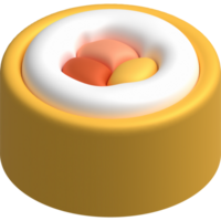 3d icono. asiático alimento. Sushi tortilla con vegetales y salmón. minimalista estilo icono png