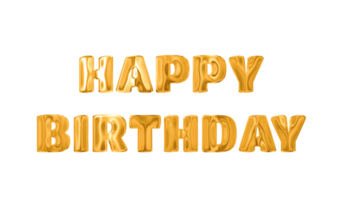 Text HAPPY BIRTHDAY golden 3d digital technology png