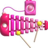 3d icon.Cute xylophone toy, music instrument for kids.Minimal style. png