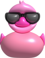 3d icône.caoutchouc canard portant noir des lunettes ou mignon une baignoire jouet plat. mignonne caoutchouc flottant pour les enfants. png
