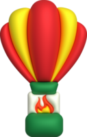 3d icon. Travel with hot air balloon flying gas and clouds. Minimal style icon. png
