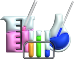 3d icono. aislado matraz o matraz para química. laboratorio cristalería para médico o científico educación .minimalista estilo íconos png