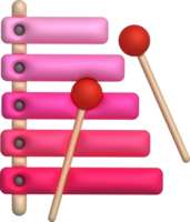 3d icon.Cute xylophone toy, music instrument for kids.Minimal style. png