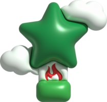 3d icon. Traveling with a star shaped hot air balloon flying gas and clouds. Minimal style icon. png
