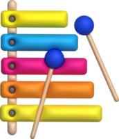 3d icon.Cute xylophone toy, music instrument for kids.Minimal style. png