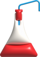 3d ikon. isolerat flaska eller flaska för kemi. laboratorium glas för medicinsk eller vetenskaplig utbildning .minimalistisk stil ikoner png