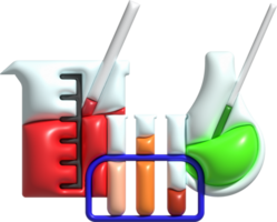 3d icono. aislado matraz o matraz para química. laboratorio cristalería para médico o científico educación .minimalista estilo íconos png