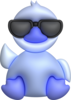 3d icon.rubber Pato vestindo Preto óculos ou patinho banho brinquedo plano. fofa borracha flutuando para crianças. png