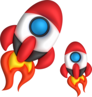 3d cartoon style minimal spaceship rocket icon. Toy rocket upswing. Startup, space, business concept. png