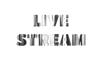 Text LIVE STREAM silver 3D digital technology png