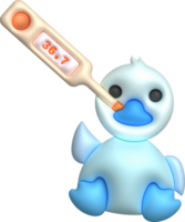 3D icon.Fever temperature measuring device and little toy duck png