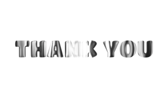 Text THANK YOU silver 3D digital technology png