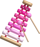 3d icon.Cute xylophone toy, music instrument for kids.Minimal style. png