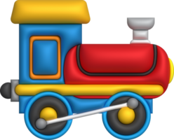 3d icono para niños constructor tren con remolques el concepto de preescolar educación. png