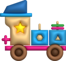 3d icon children's constructor train with trailers. The concept of preschool education. png