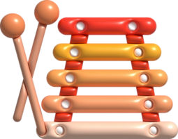 3d icon.Cute xylophone toy, music instrument for kids.Minimal style. png