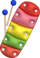 3d icon.Cute xylophone toy, music instrument for kids.Minimal style. png