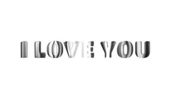 Text i love you silver 3d digital technology png