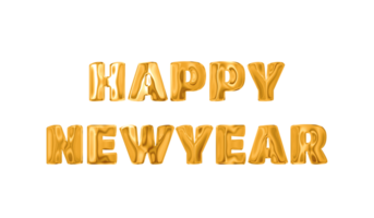 Text HAPPY NEWYEAR golden 3d digital technology png