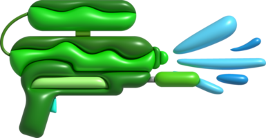 3d icône.eau pistolet illustration. Plastique été jouet. coloré conception pour les enfants. pistolet avec l'eau éclaboussure. png