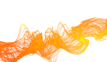 3d astratto digitale tecnologia giallo-arancione leggero particelle onda png