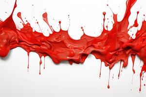 Red paint splash area with white background. photo