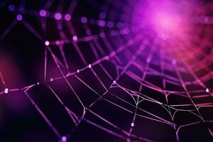 The spider web with water drops, close up. AI generated photo