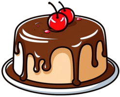 chocolate cake with cherries on a white background png