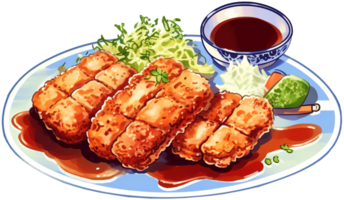 fried spring rolls on a plate with soy sauce. png