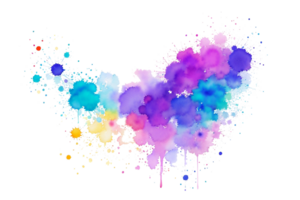 Abstract splash and stains watercolor png