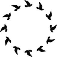 Flying birds silhouettes pattern wallpaper. PNG transparent. isolated bird flying. tattoo design. template for card, package, and wallpaper.