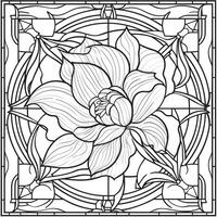 Stained Glass Flower Coloring Page photo