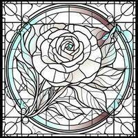 Stained Glass Flower Coloring Page photo