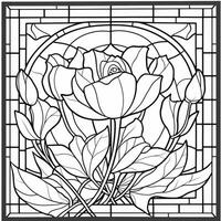 Stained Glass Flower Coloring Page photo