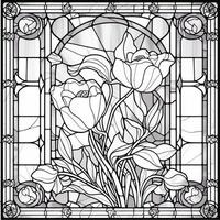 Stained Glass Flower Coloring Page photo