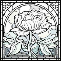 Stained Glass Flower Coloring Page photo