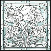 Stained Glass Flower Coloring Page photo