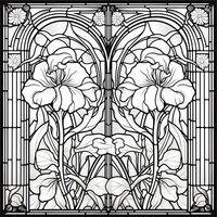 Stained Glass Flower Coloring Page photo