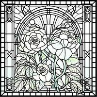 Stained Glass Flower Coloring Page photo