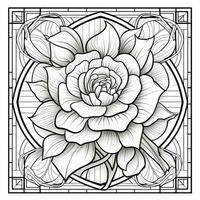 Stained Glass Flower Coloring Page photo