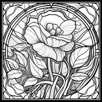 Stained Glass Flower Coloring Page photo