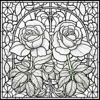 Stained Glass Flower Coloring Page photo